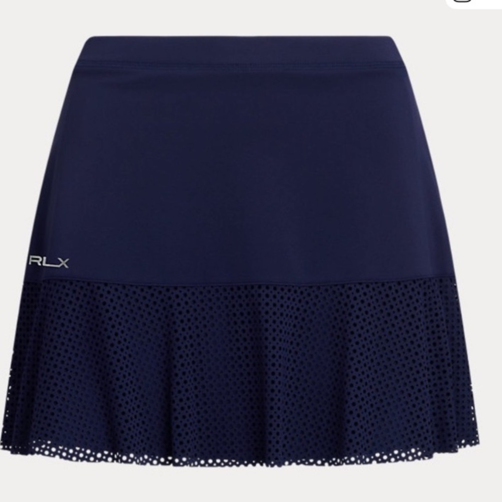 RLX Ralph Lauren Navy Blue Ayelet Panel 17”A-Line Skort Skirt. - Picture 2 of 9